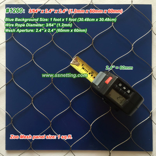 Stainless Steel Wire Rope Mesh 3/64", 2.4" X 2.4", ( 1.2mm, 60mm X 60mm)
