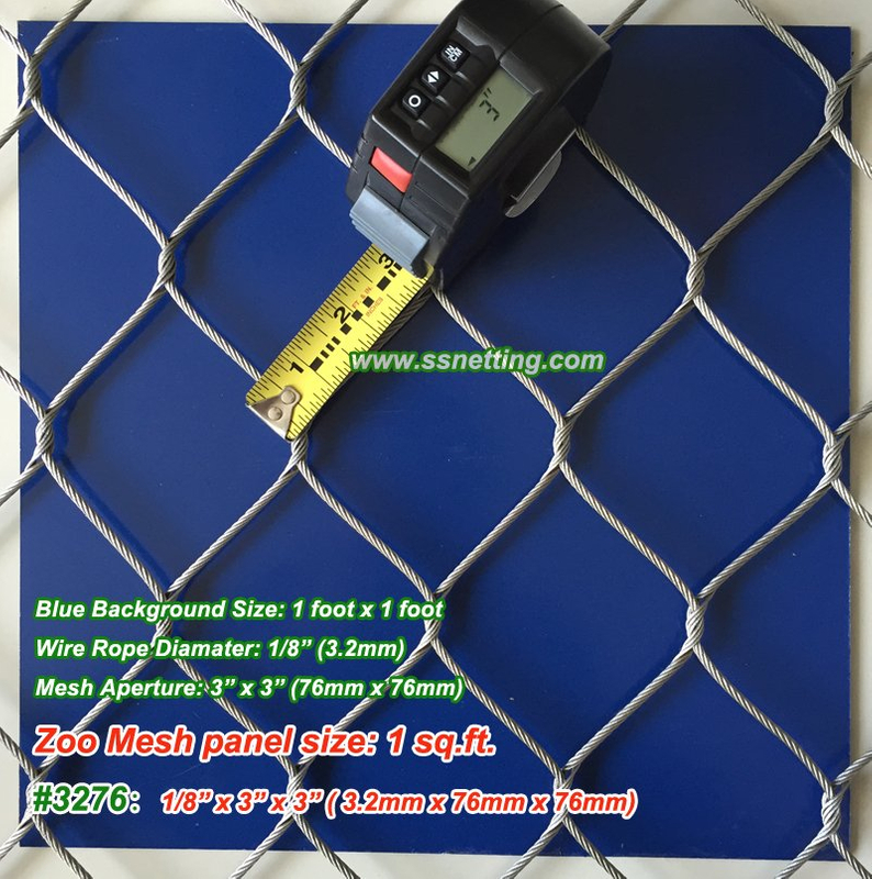Stainless Wire Mesh Fencing 1/8", 3" x 3", ( 3.2mm, 76mm x 76mm)