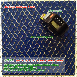 Stainless Steel Cable Mesh 3/64", 0.6" X 0.6", ( 1.2mm, 15mm X 15mm) 