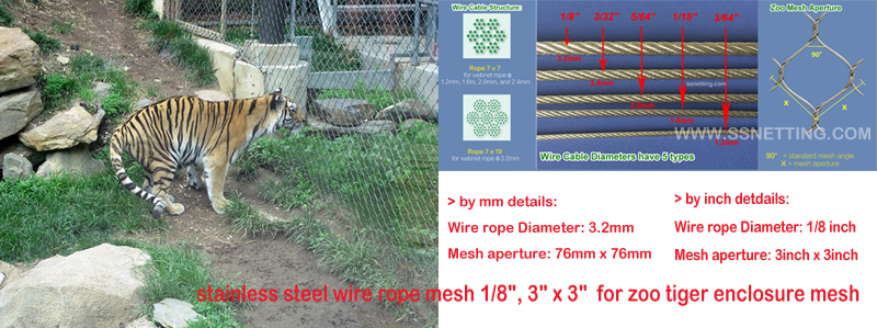 Zoo tiger enclosure mesh for sale and selection 