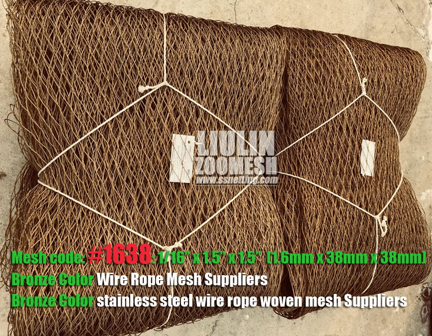 Flexible, Strong and Durable Bronze Color Stainless steel cable mesh