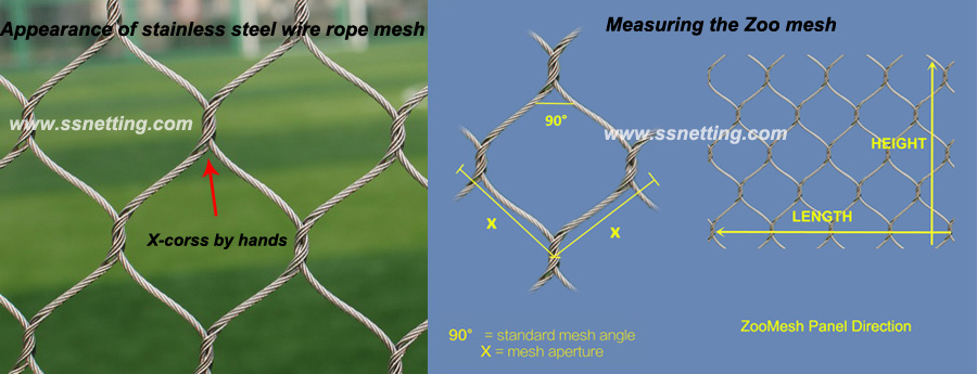 Details of stainless steel wire rope mesh in China zoo mesh factory