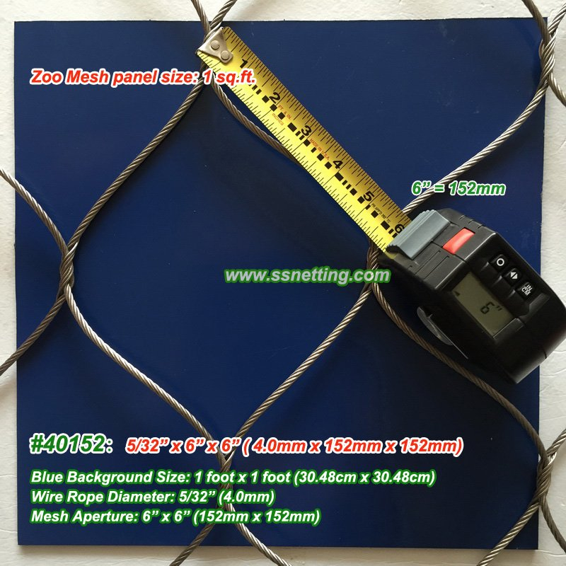 Stainless Cable Mesh 5/32", 6" X 6", ( 4.0mm, 152mm X 152mm)