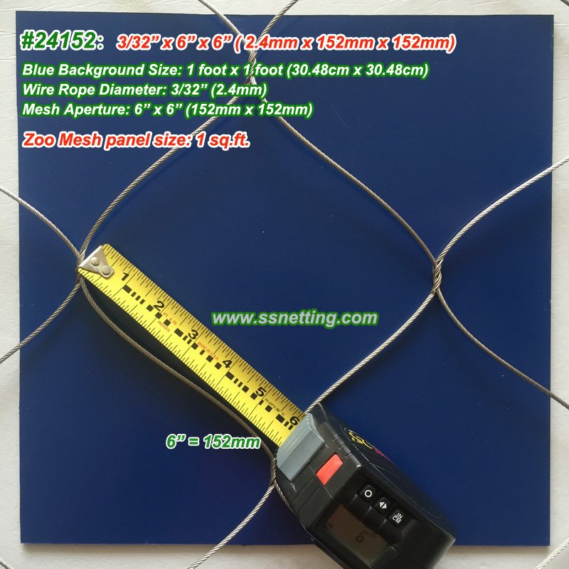 Stainless Wire Mesh Fencing 3/32", 6" X 6", ( 2.4mm, 152mm X 152mm)